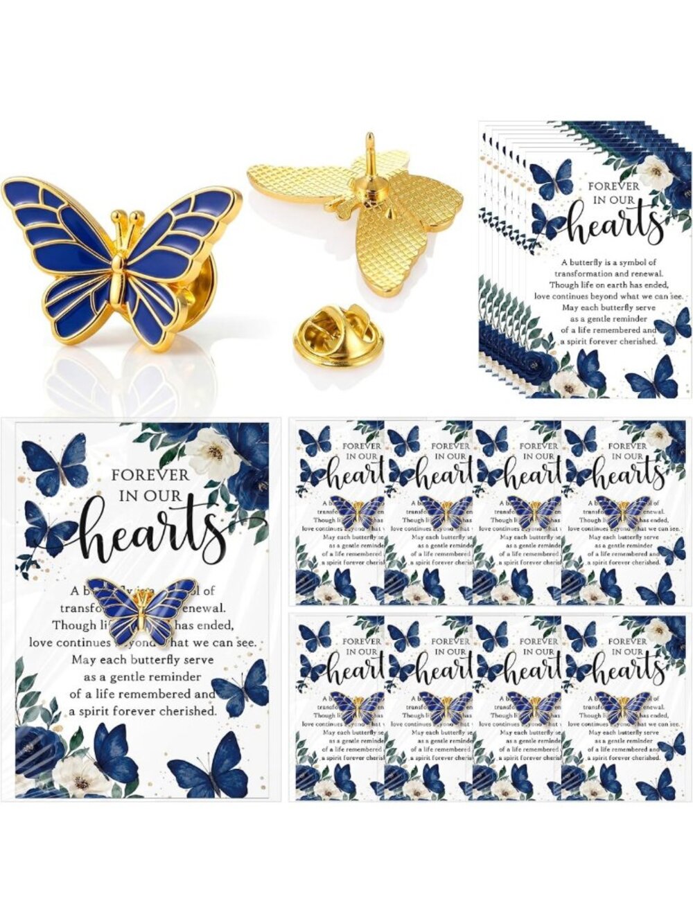 Butterfly Memorial Pin - Elegant Funeral Favor, Guest Tribute Keepsake